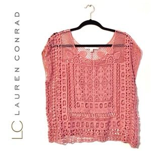 LC Lauren Conrad Pink Knitted Design Shirt